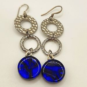 BEAUTIFUL Cobalt Blue Cabochon Artisan Earrings.